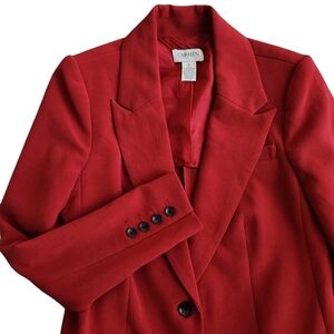 Carmen Marc Valvo Blazer Suit Jacket Women's 8 Red Career Wedding Formal Lined